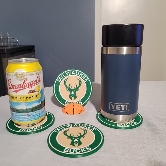 Milwaukee Bucks Coaster Set - 3D Printed - (Set of 4) - Picture 3 of 4
